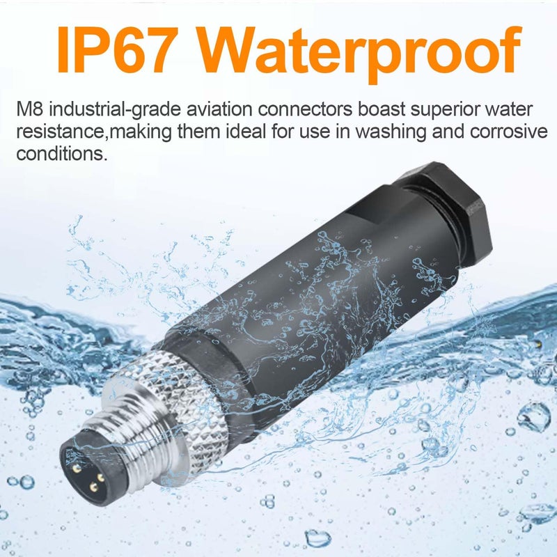PklzNet 10Pcs M8 3-Pin Aviation Connector Male, Industrial A Coding Field Assembly Plug 8mm IP67 Waterproof for Circular Socket Panel Sensor - Image 2